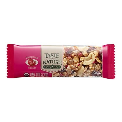 Baton bio cu suc de rodie Taste of Nature 40g (vegan, fara gluten)