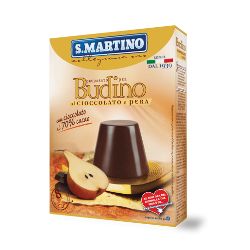 Preparat pentru Budinca de ciocolata (cu 70% cacao) si pere, fără gluten (8 portii), S.Martino, 96g