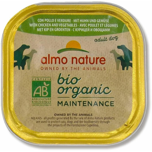 Almo Nature BioOrganic Maintenance Hrana umeda pentru caine adult, cu pui si legume 100g