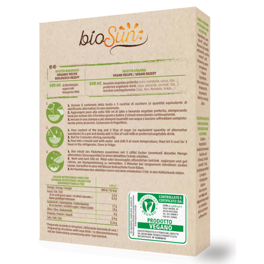 Pudră pentru budincă de vanilie bio fără gluten, vegan 35g bioSUN