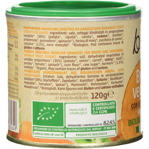 Amestec vegetal granular bio pentru supa fara gluten, fara drojdie 120g bioSUN 
