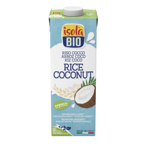 Băutură Bio din orez cu nucă de cocos, fără gluten, fără lactoză, Isola Bio, 1L
