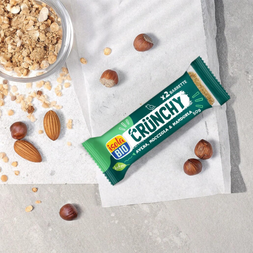 Baton Bio crocant cu ovăz, alune și migdale, Isola Bio 50g 