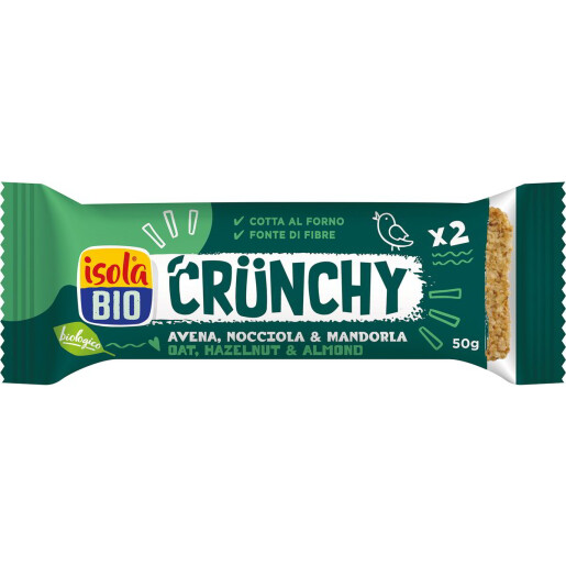 Baton Bio crocant cu ovăz, alune și migdale, Isola Bio 50g 
