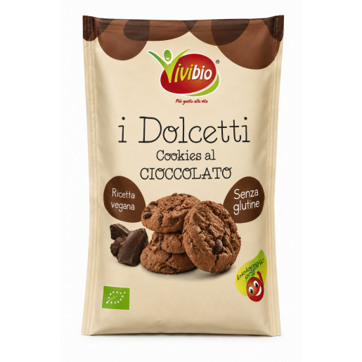 Biscuiți Cookies cu Ciocolată Bio, Fără Gluten, Vegan, Vivibio 100 g