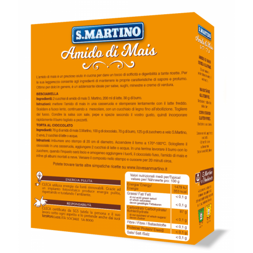 Amidon de porumb, pentru preparate dulci sau sarate, fara gluten, S.Martino 180g