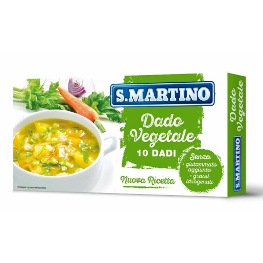Cuburi vegetale pentru supa, fara glutamat, fara gluten (10 cuburi) 110g S.Martino 