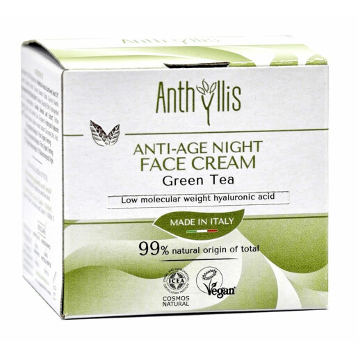 Crema de fata anti-age pentru noapte, cu ceai verde, vegan, Anthyllis 50ml