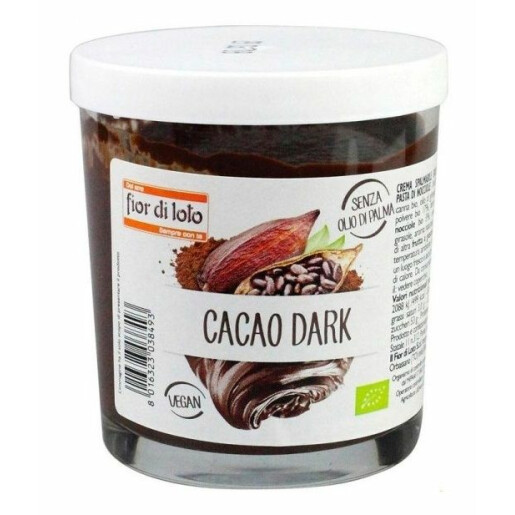 Crema bio tartinabila de ciocolata amaruie (cu cacao), fara ulei de palmier, vegan, Fior di Loto 200g