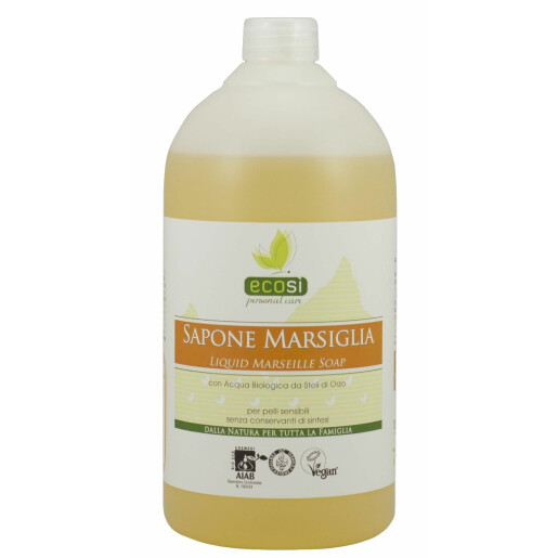 Sapun Bio de Marsilia, lichid, pentru piele sensibila, fara conservanti, vegan, ECOSI, 1L