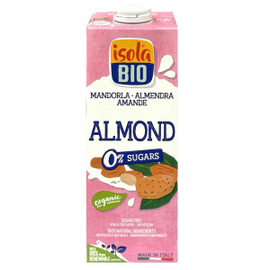 Băutura bio de migdale neindulcita, 0% zaharuri, fara gluten, Isola Bio 1L