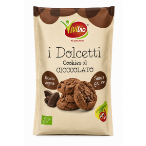 Biscuiți Cookies cu Ciocolată Bio, Fără Gluten, Vegan, Vivibio 100 g