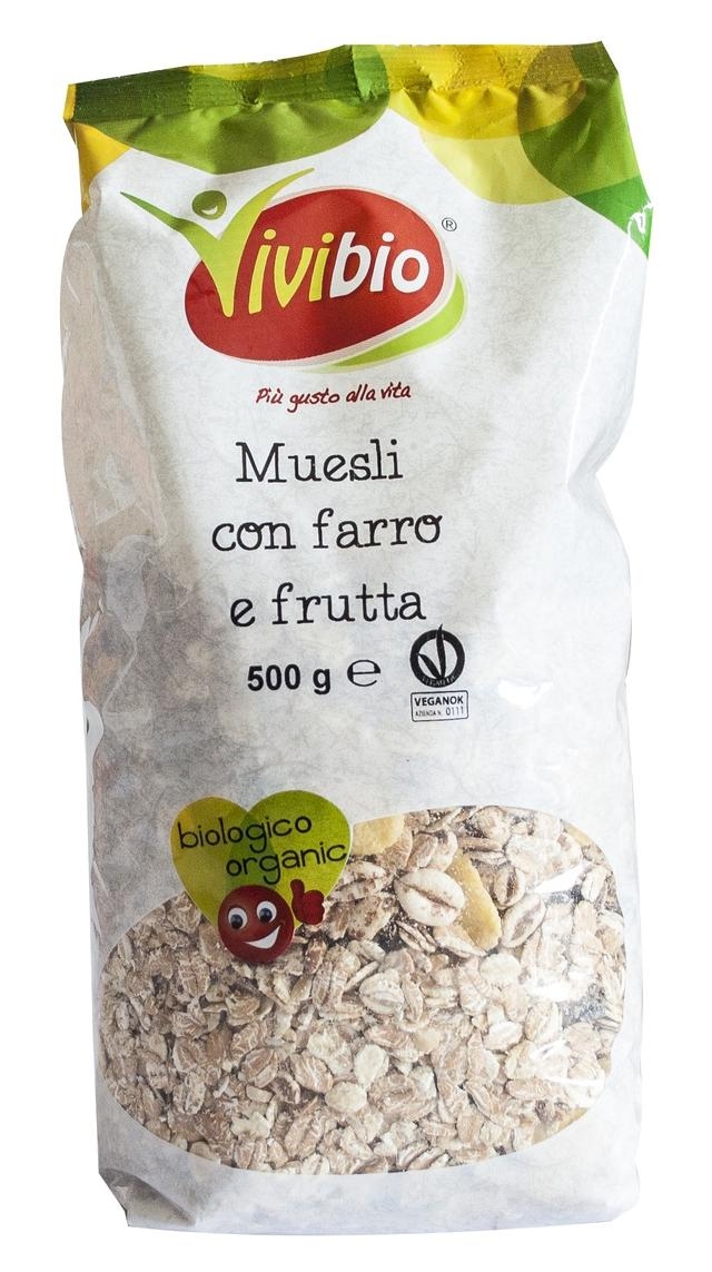 Musli bio cu spelta si fructe uscate Vivibio 500g (produs vegan)