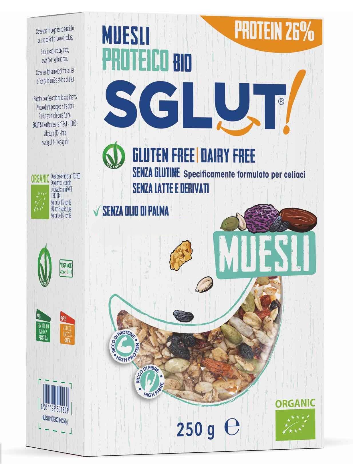 Musli bio proteic fara gluten (fara lapte, fara ulei de palmier, vegan) SGLUT 250g